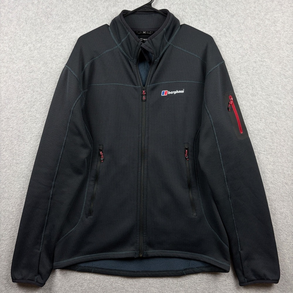 Berghaus Extrem Fleece Jacket Men's Large Black Grid Full Zip Sherpa Lined Hike